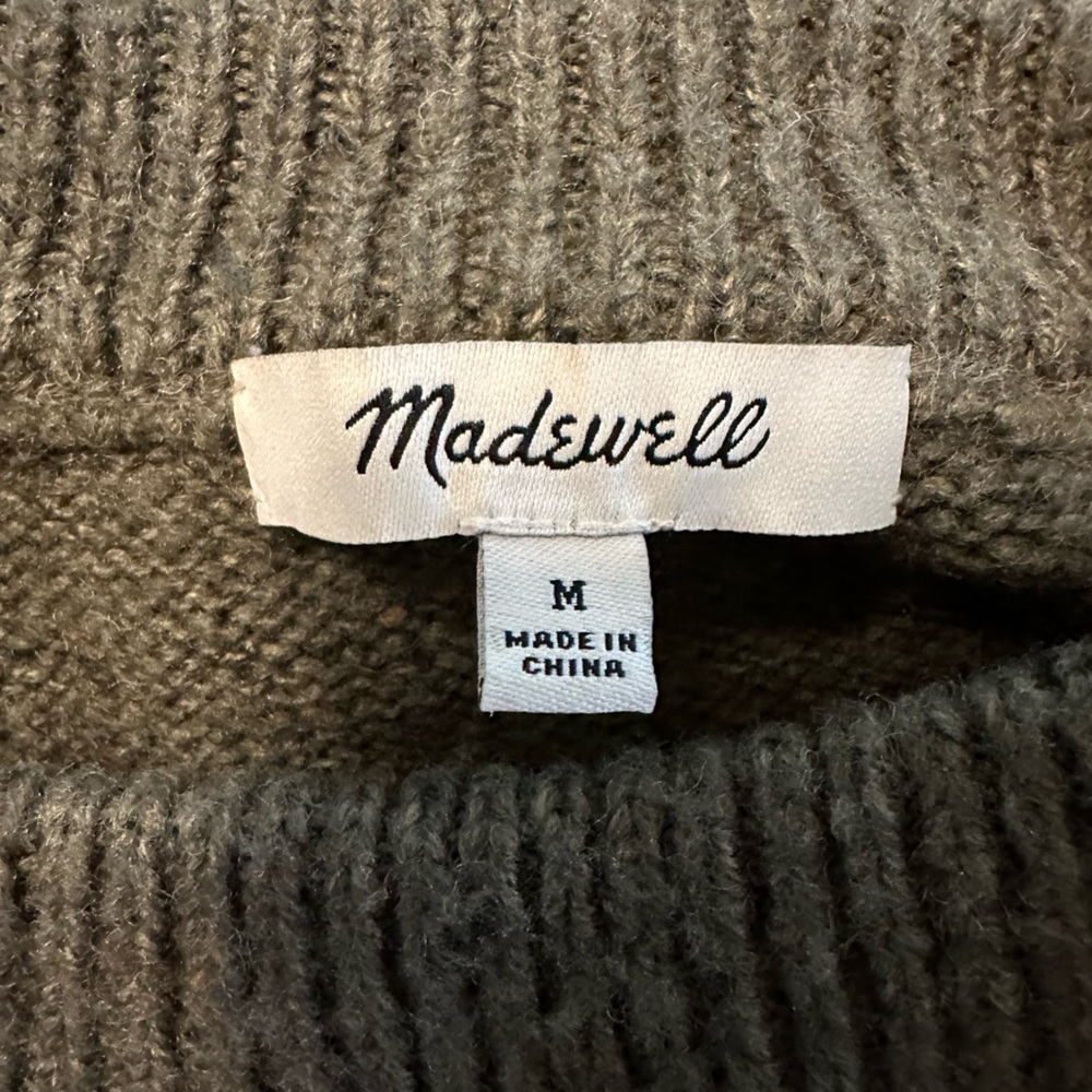 Madewell Donagal Sweater dress button sleeves olive green size medium - Picture 6 of 12